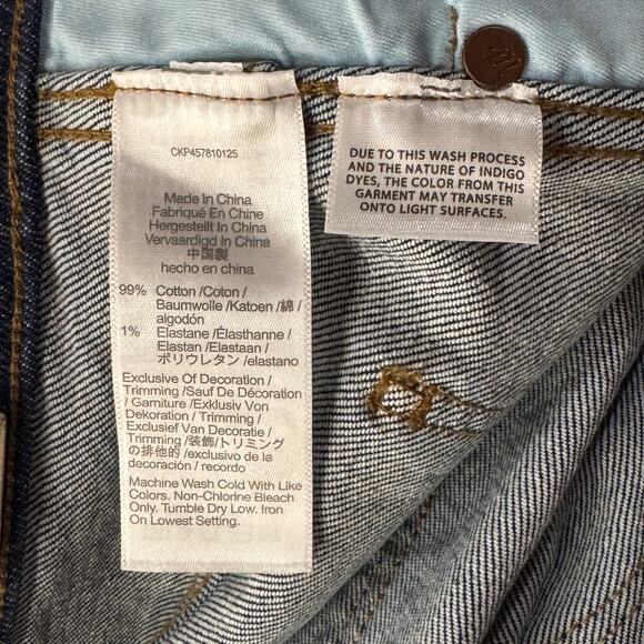 Madewell SZ 27 Stovepipe Full-Length Jeans Hi-Rise Zip-Fly Pocket Whiskered Blue - Picture 11 of 11